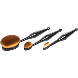 Make Up Oval Brush Set: Small Straight Shaped Brush + Medium Oval Shaped Brush + Large Oval Shaped Brush -- 3pcs